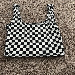 Black and white checkered crop top